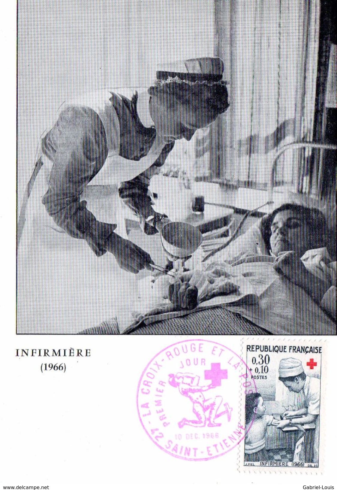 Infirmière 1966 Désinfection D'une Plaie / France / Patiente / Poste Saint-Etienne - Croix-Rouge