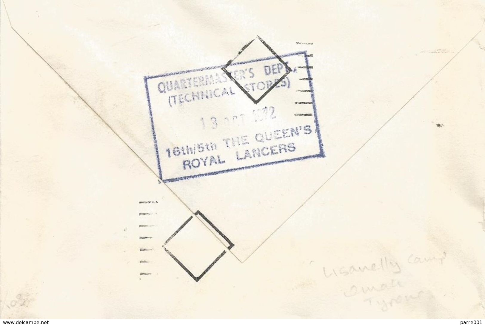 Northern Ireland 1972 FPO 316 Queens Royal Lancers Lisanelly Barracks IRA Campaign Forces Mail Cover - Militaria