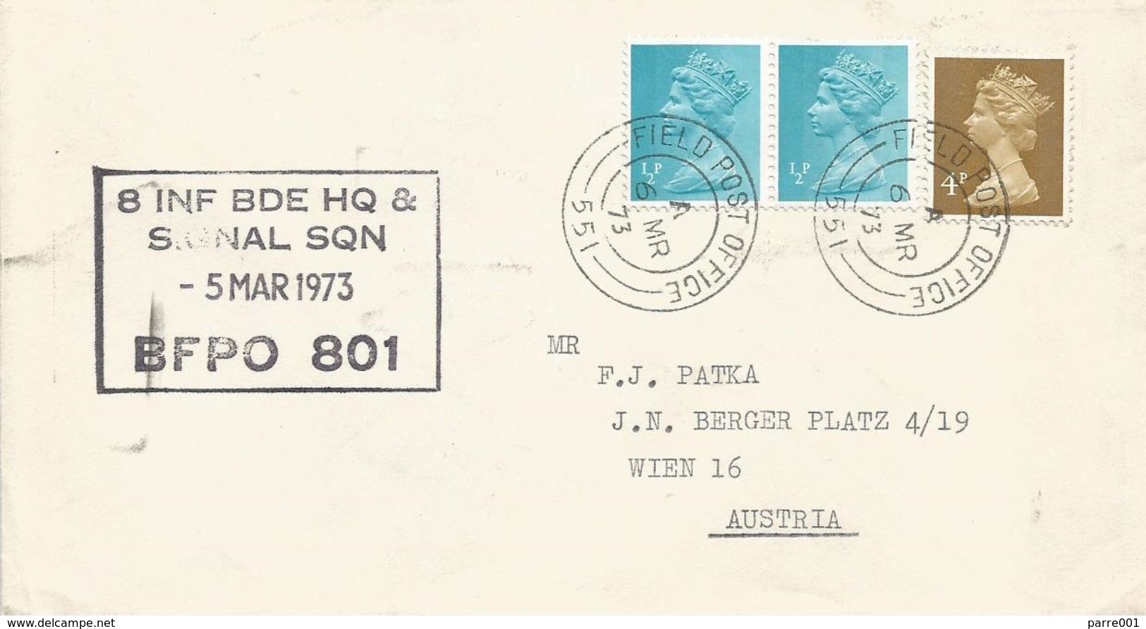 Northern Ireland 1973 FPO 551 8 INF BDE HQ & SIGNAL SQN BFPO 801 IRA Campaign Forces Mail Cover - Militaria