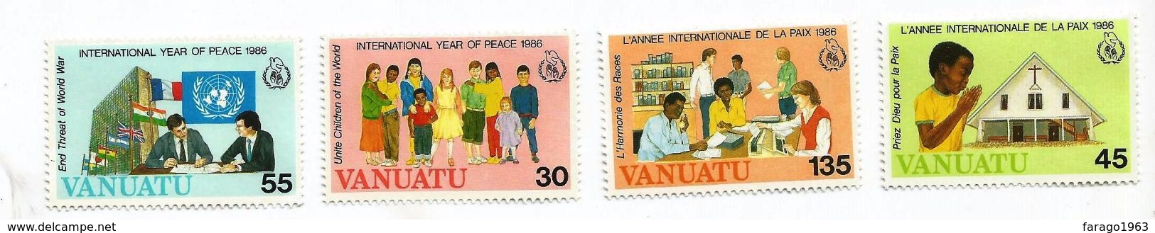 1986 Vanuatu Peace Year Flag UN   Complete Set Of 4  MNH - Vanuatu (1980-...)