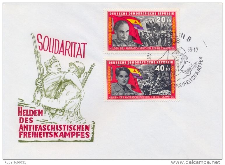 Germany DDR 1966 FDC 30th Anniversary Of Spanish Civil War And The International Brigades On 3 Covers - Militaria