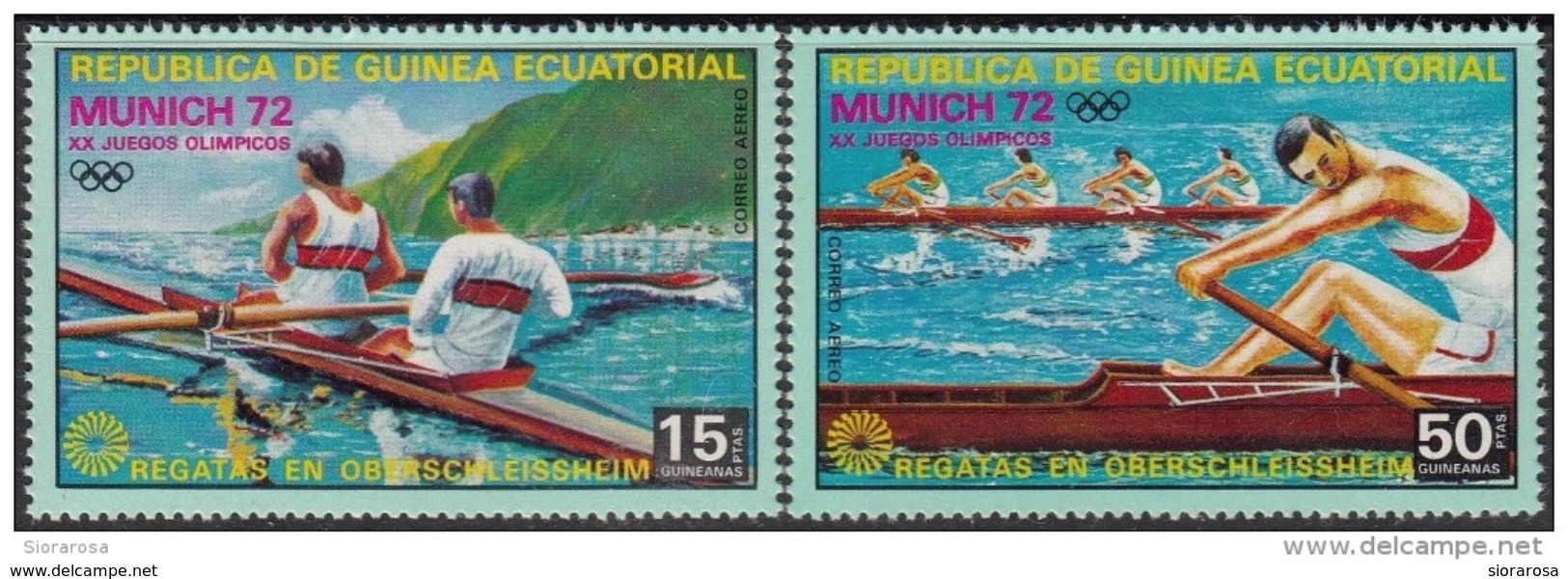 103 Guinea Equatoriale 1972  XX Olimpiade Monaco  Cannottaggio Full Set Nuova MNH Equatorial - Roeisport