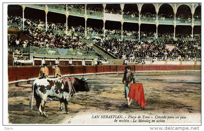 San Sebastian    Plaza De Toros  Citando Para Un Pase De Muleta - Corrida