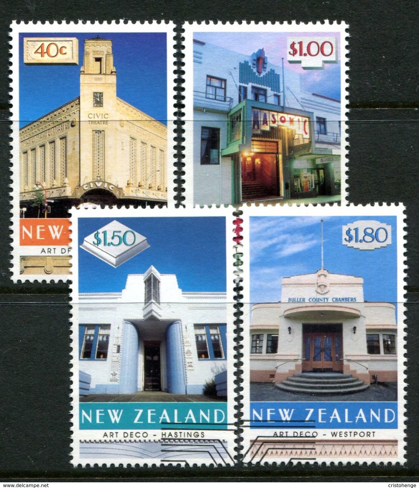 New Zealand 1999 Art Deco Architecture Set Used (SG 2228-31) - Usati