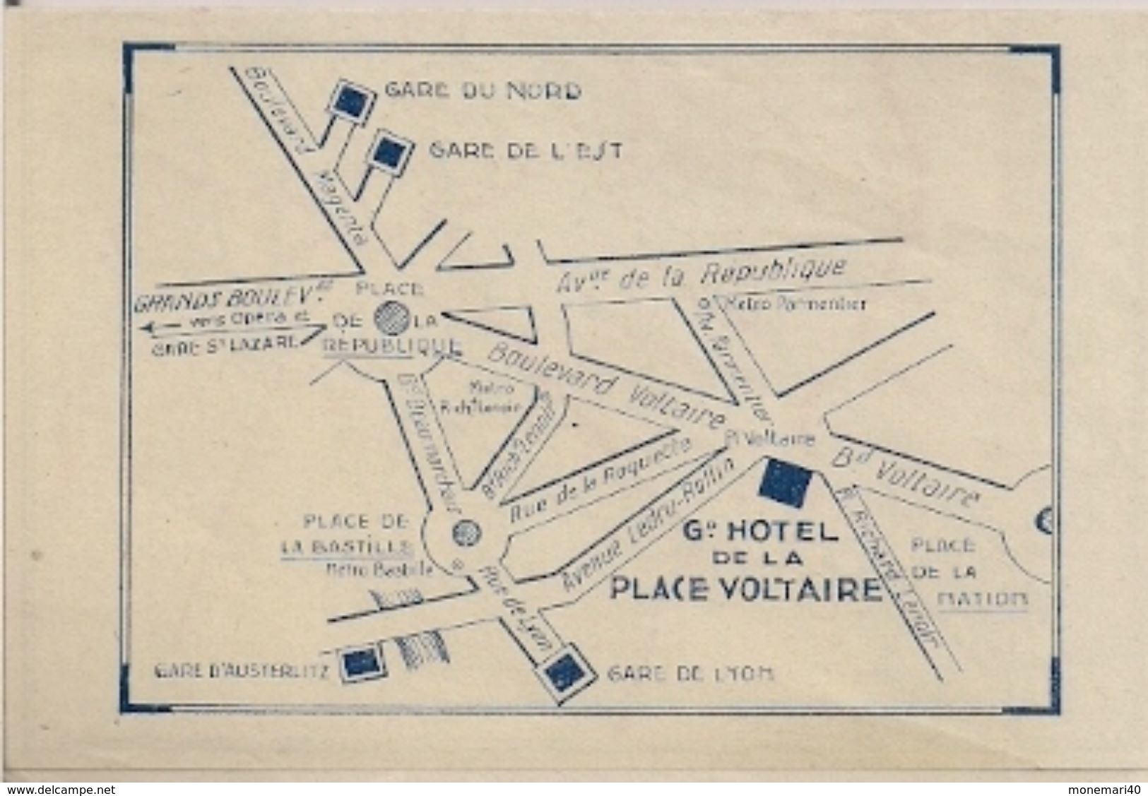 METRO DE PARIS (Offert Par Le Grand Hôtel De La Place Voltaire En 1952) - Europe