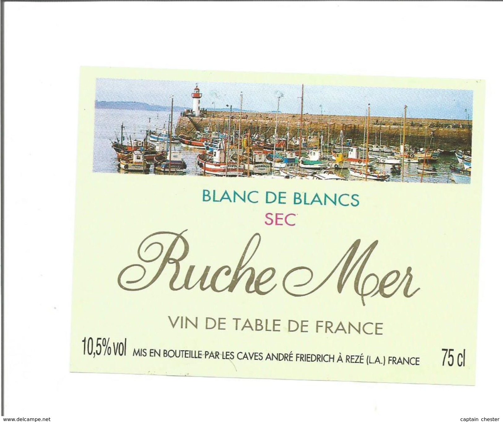 Etiquette De VIN FRANCAIS - Blanc De Blanc " RUCHE MER " - Fari
