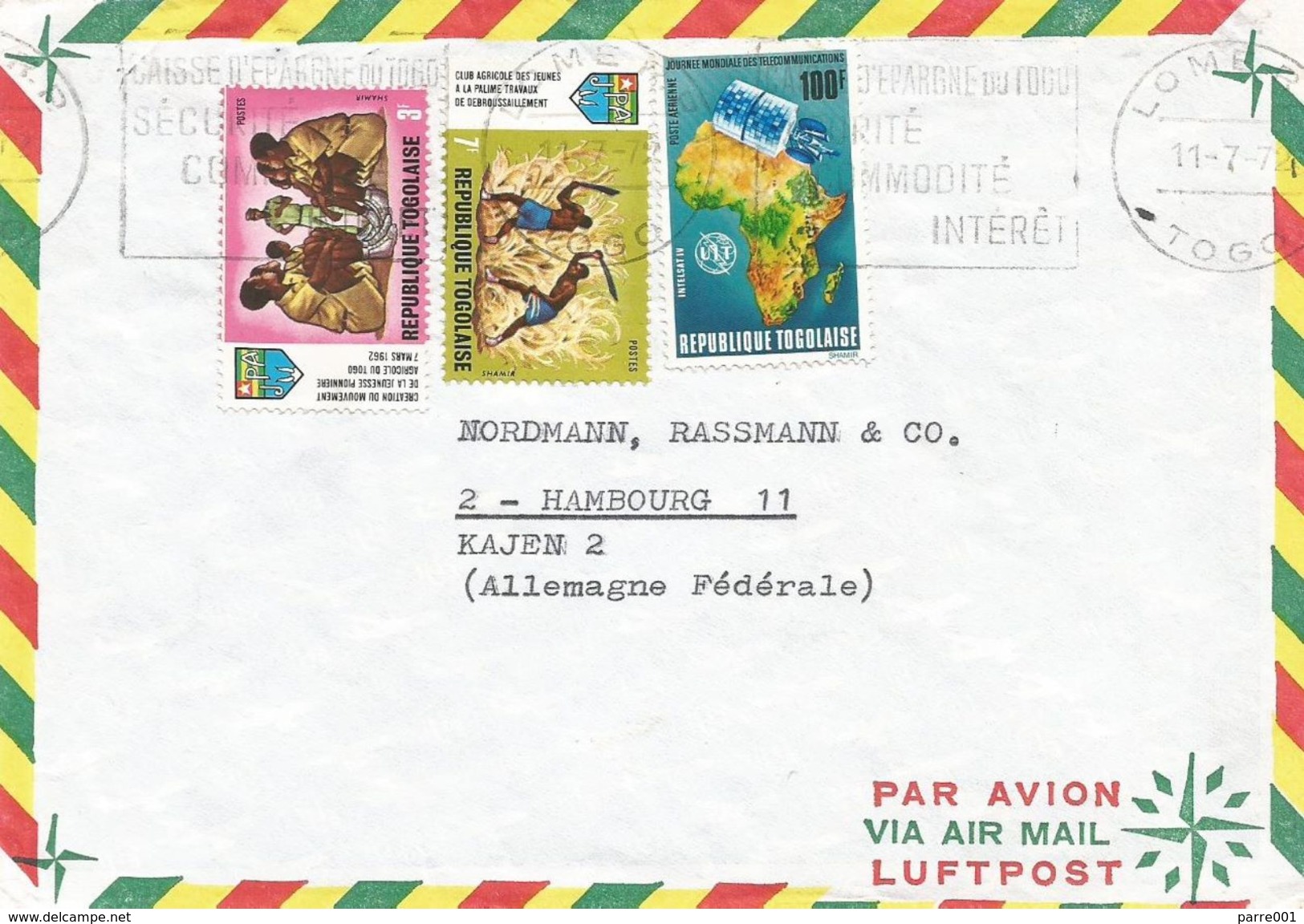 Togo 1972 Lome Space Intelsat UIT Pioneer Movement Agriculture Cover - Togo (1960-...)