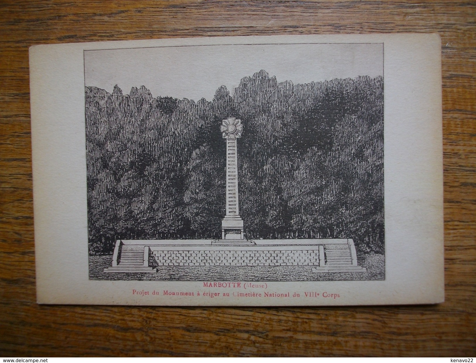 Carte Assez Rare , Marbotte , Projet Du Monument à ériger Au Cimetière National Du VIIIe Corps - Autres & Non Classés