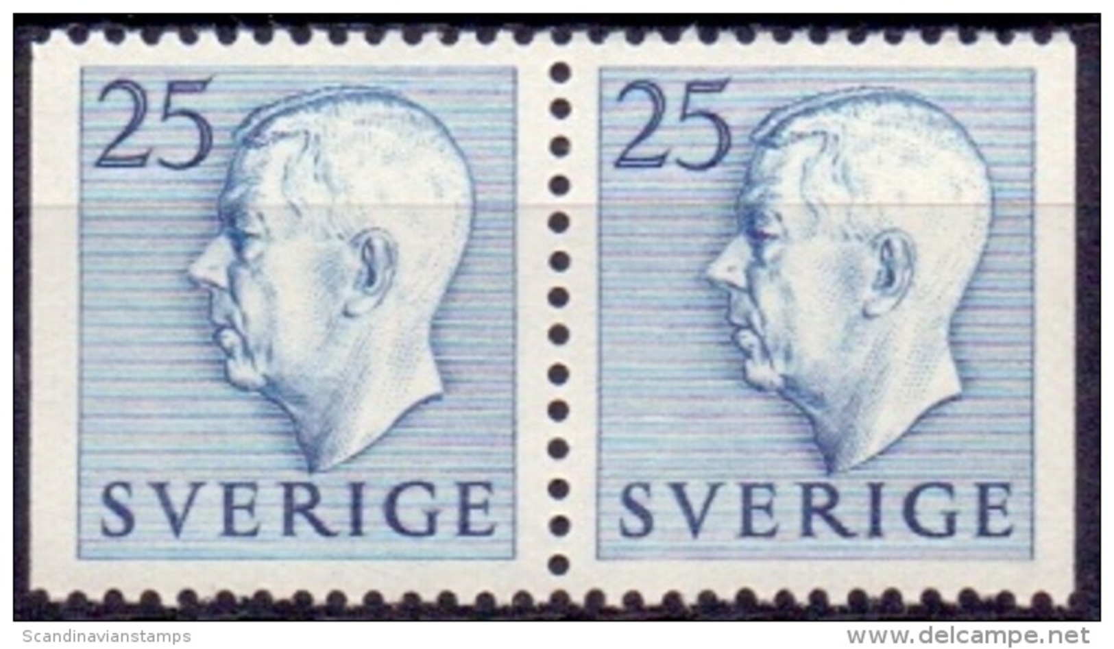 ZWEDEN 1951-1957 25öre Blauw Paar Gustaf VI Adolf Type I PF-MNH - Ungebraucht