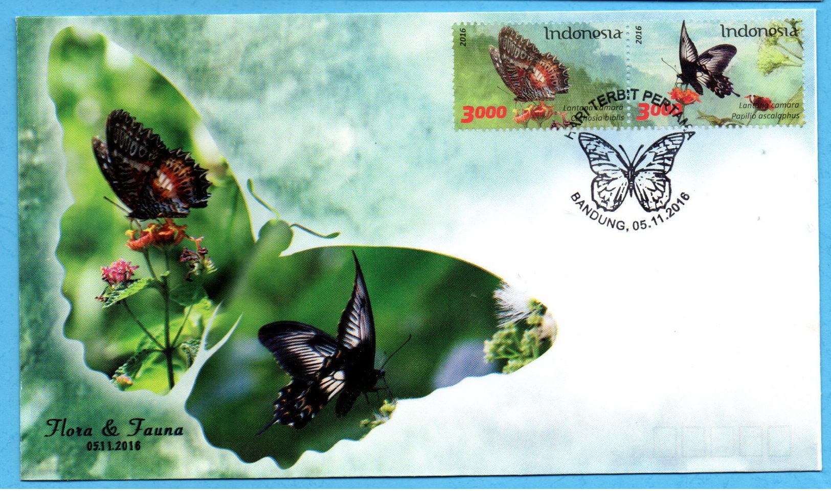 INDONESIA 2016 FLORA FAUNA BUTTERFLY FLOWERS SET 3 FDC STAMPS MNH - Indonésie