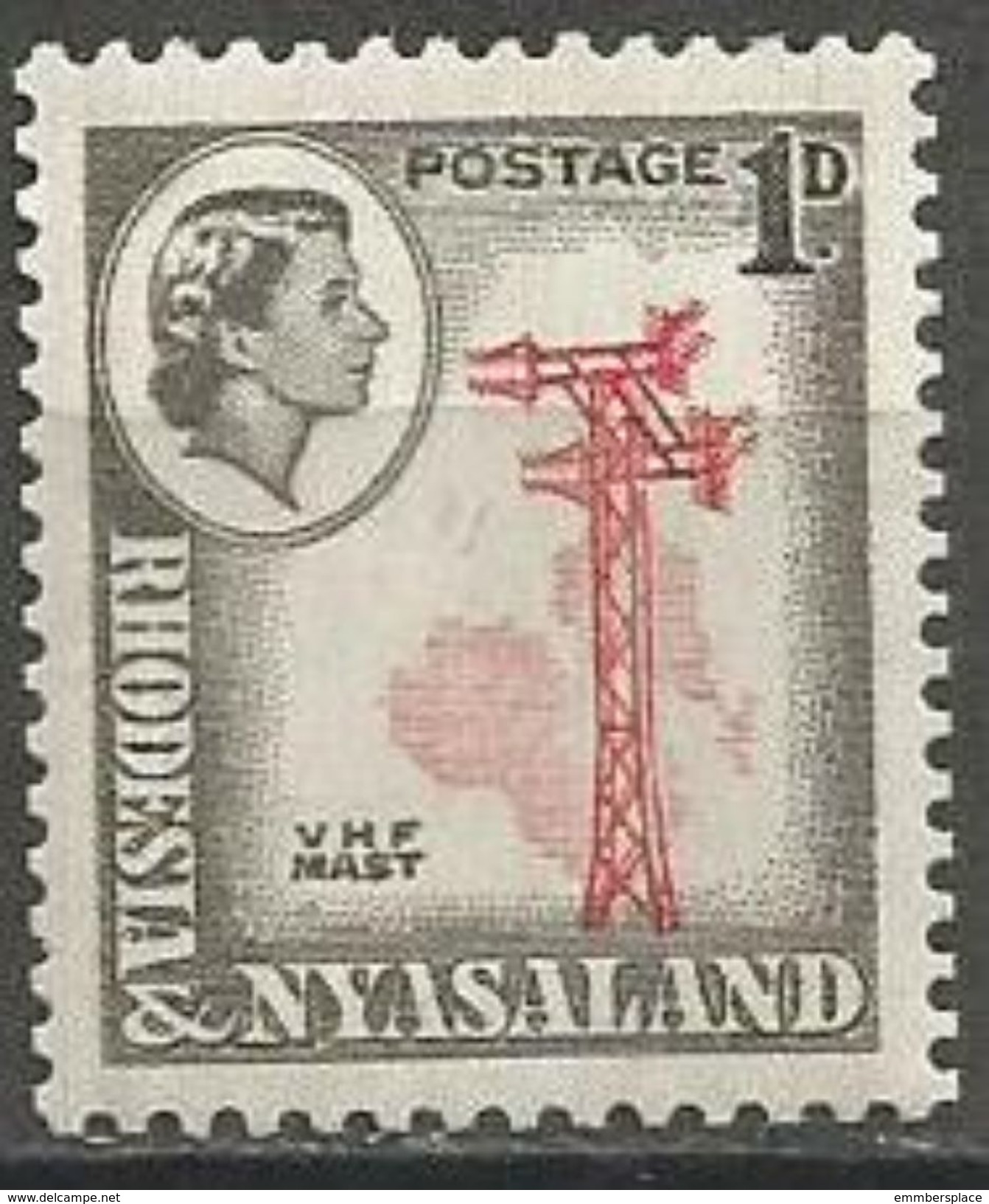 Rhodesia & Nyasaland - 1959 VHF Mast 1d (perf Variety) MNH **   SG 19a - Rhodesia & Nyasaland (1954-1963)