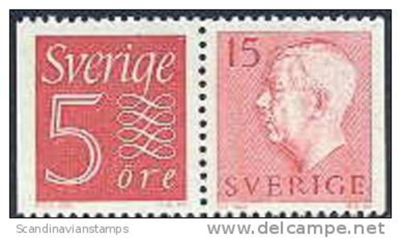 ZWEDEN 1957 15õre Rood Gustaf VII Adolf Type II Paar 5+15õre PF-MNH - Ungebraucht