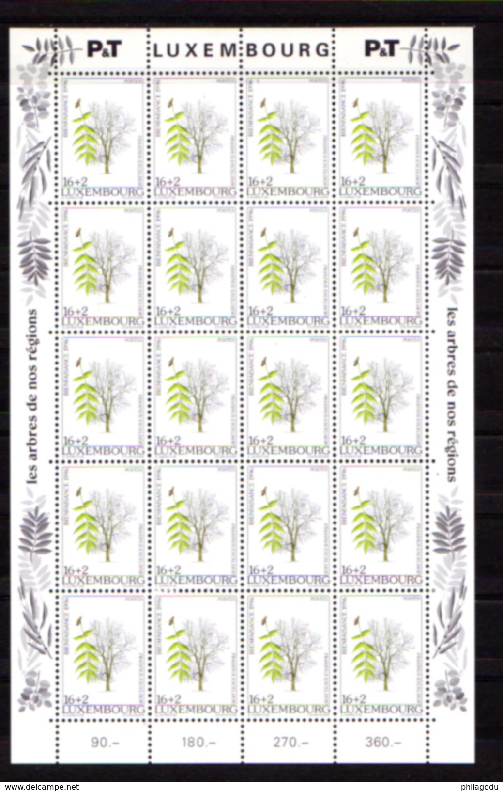 1996,  Bienfaisance, Les Arbres De Nos Régions, 1354 / 1357**en Feuille De 20,  Cote 180 &euro;, - Full Sheets