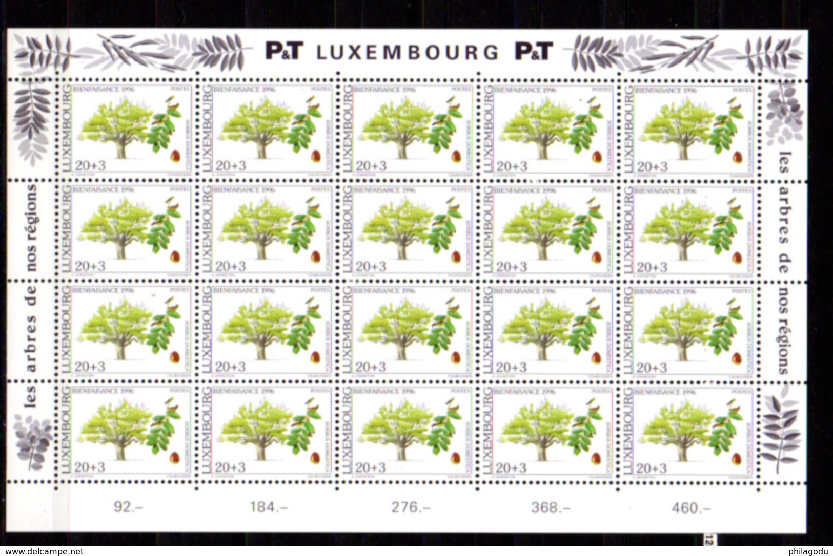 1996,  Bienfaisance, Les Arbres De Nos Régions, 1354 / 1357**en Feuille De 20,  Cote 180 &euro;, - Full Sheets