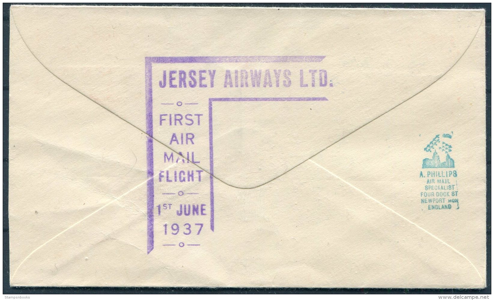 1937 Jersey Airways First Flight Franking Machine Cover - London Southampton. Meter Mark - Jersey