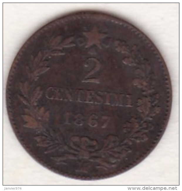 ITALIE. 2 CENTESIMI 1867 M (MILANO) .VITTORIO EMANUELE II - 1861-1878 : Victor Emmanuel II.