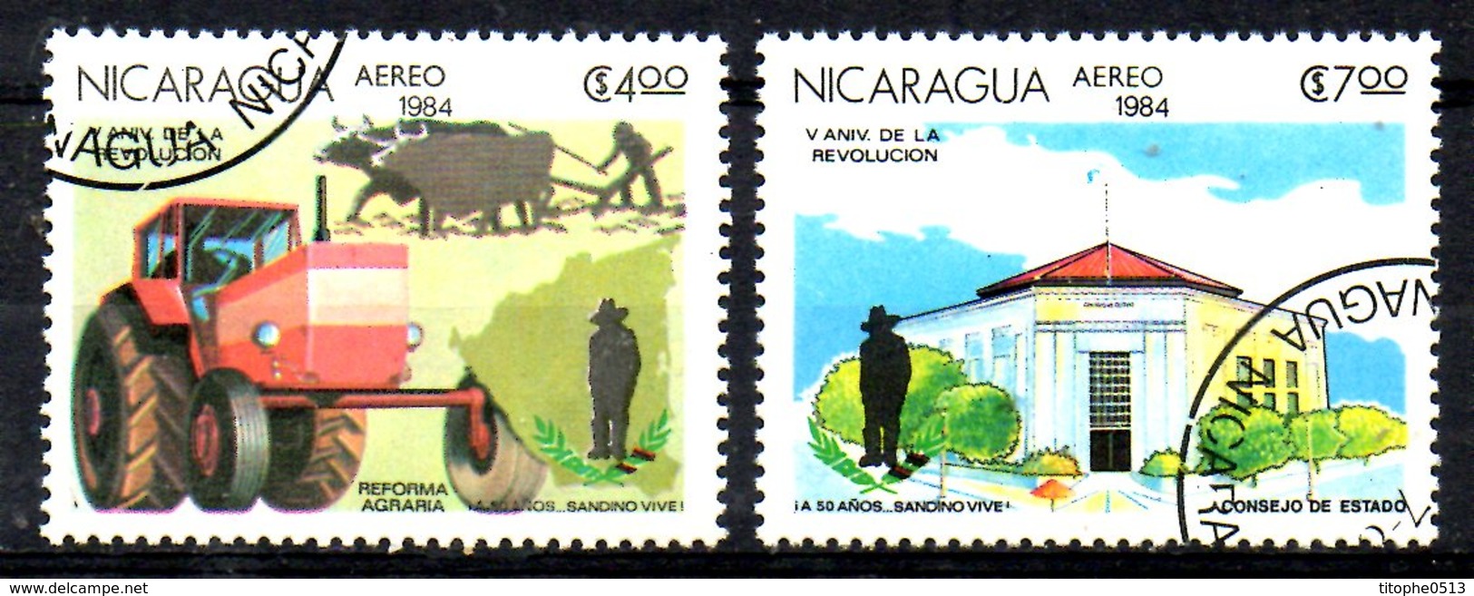 NICARAGUA. PA 1073-4 Oblitérés De 1984. Tracteur. - Agriculture