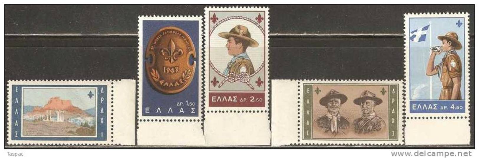 Greece 1963 Mi# 816-820 ** MNH - 11th Boy Scout Jamboree, Marathon - Unused Stamps