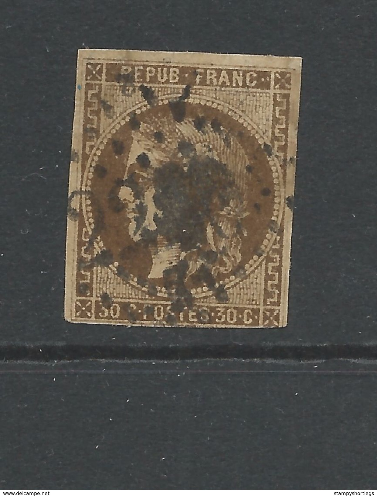 France 1870 Bordeaux 30 Cents Deep Brown Heavy Used - 1870 Bordeaux Printing