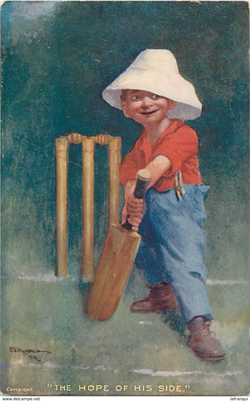 Ref 432- Sports -cricket  - Illustrateurs - Illustrateur Enfants - The Hope Of His Side - Carte Bon Etat - - Críquet