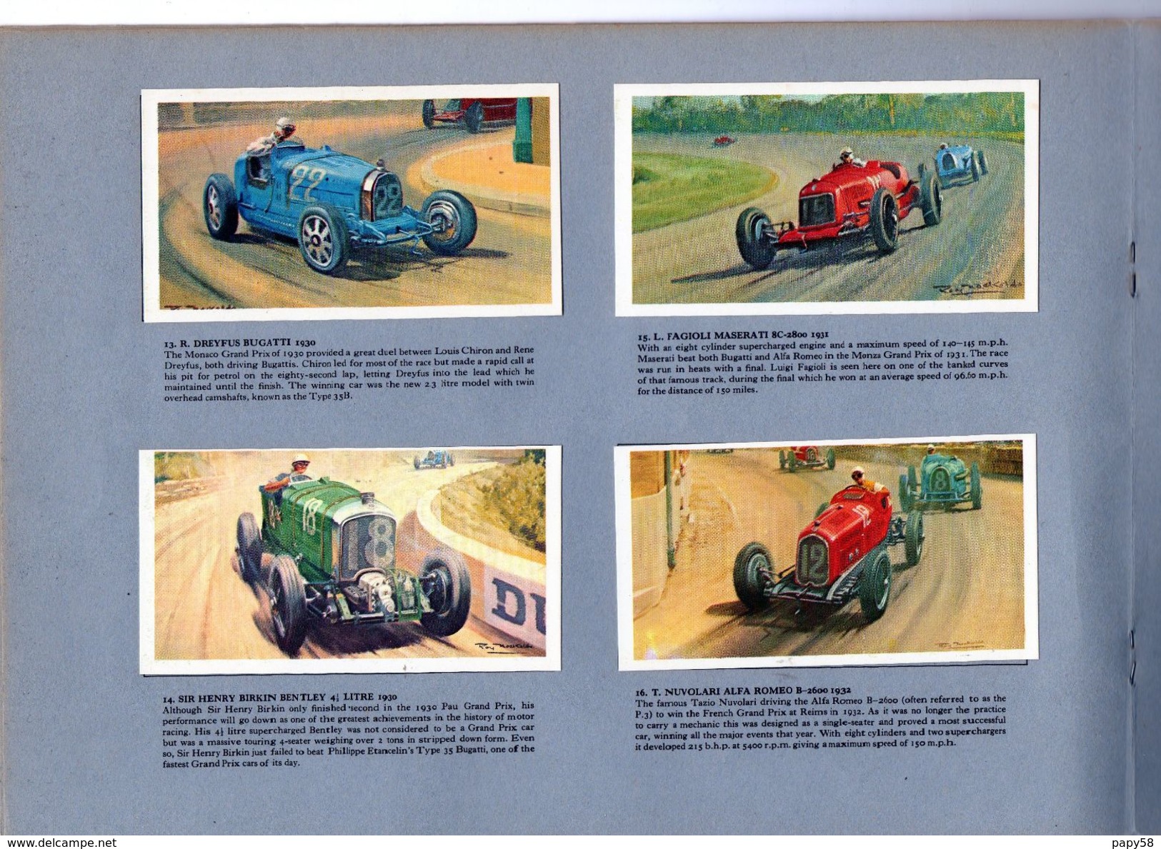 Chromos & Images > Fiches illustrées > Sports Album complet 36 images The Story of grand prix motor racing