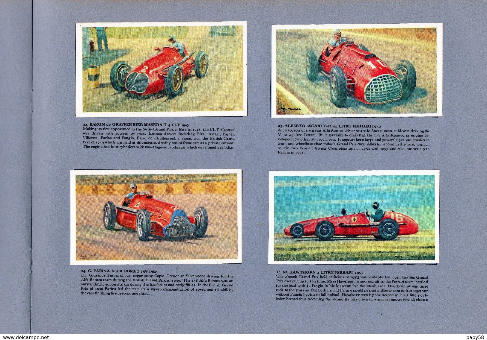 Chromos & Images > Fiches illustrées > Sports Album complet 36 images The Story of grand prix motor racing