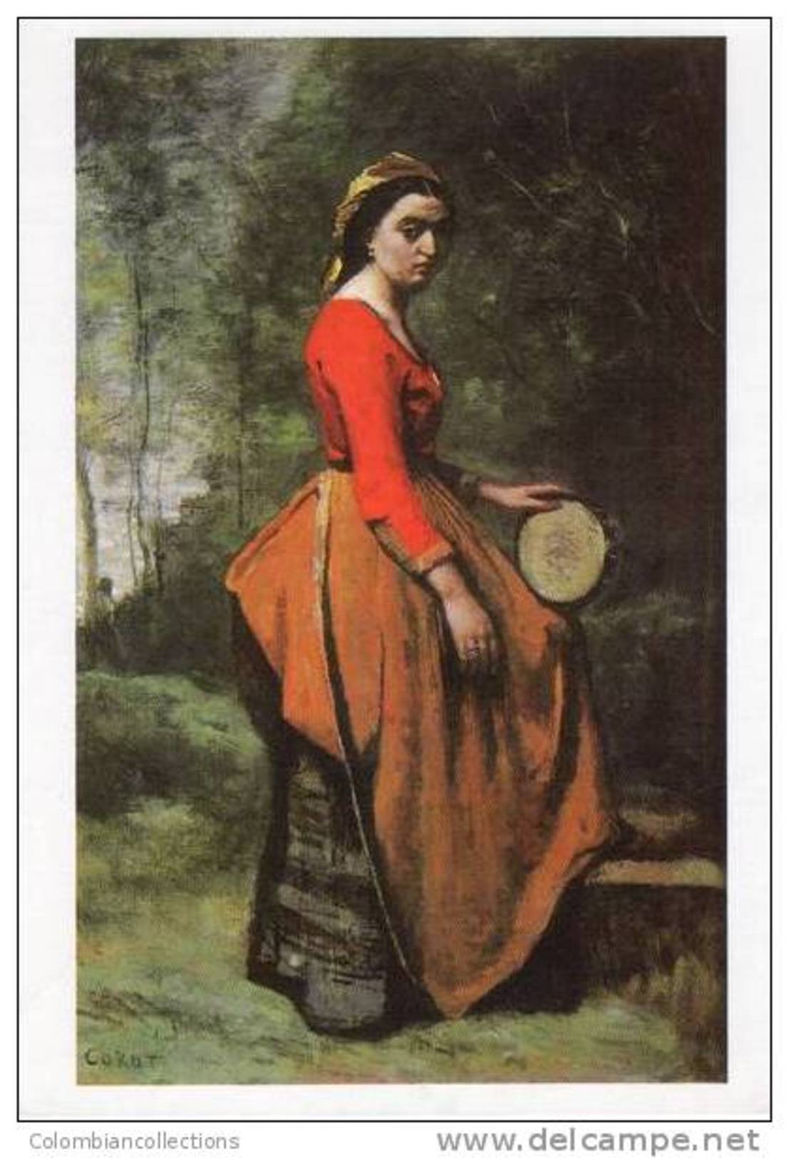 Lote PEP239, Colombia, Postal, Postcard, Bogota, Donacion Botero, Gitana Con Pandereta, Corot - Colombia