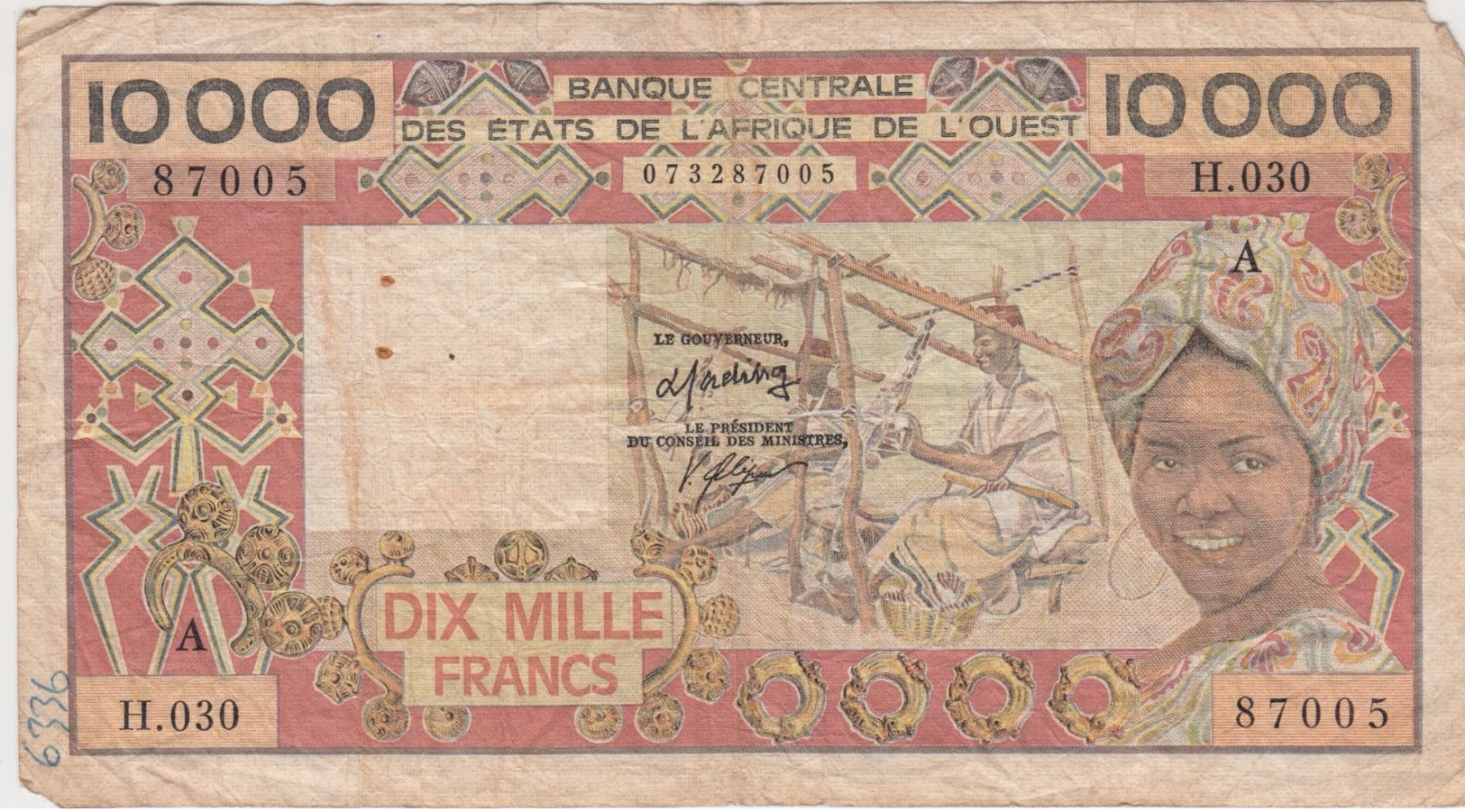 AFRIQUE DE L'OUEST 10000 Francs 1986 P109Ah VG - West African States