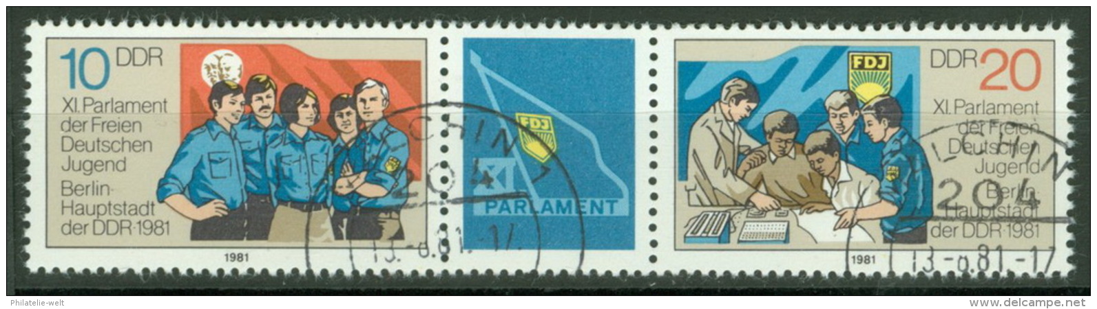 DDR 2609/10 Dreierstreifen O Tagesstempel - Usados