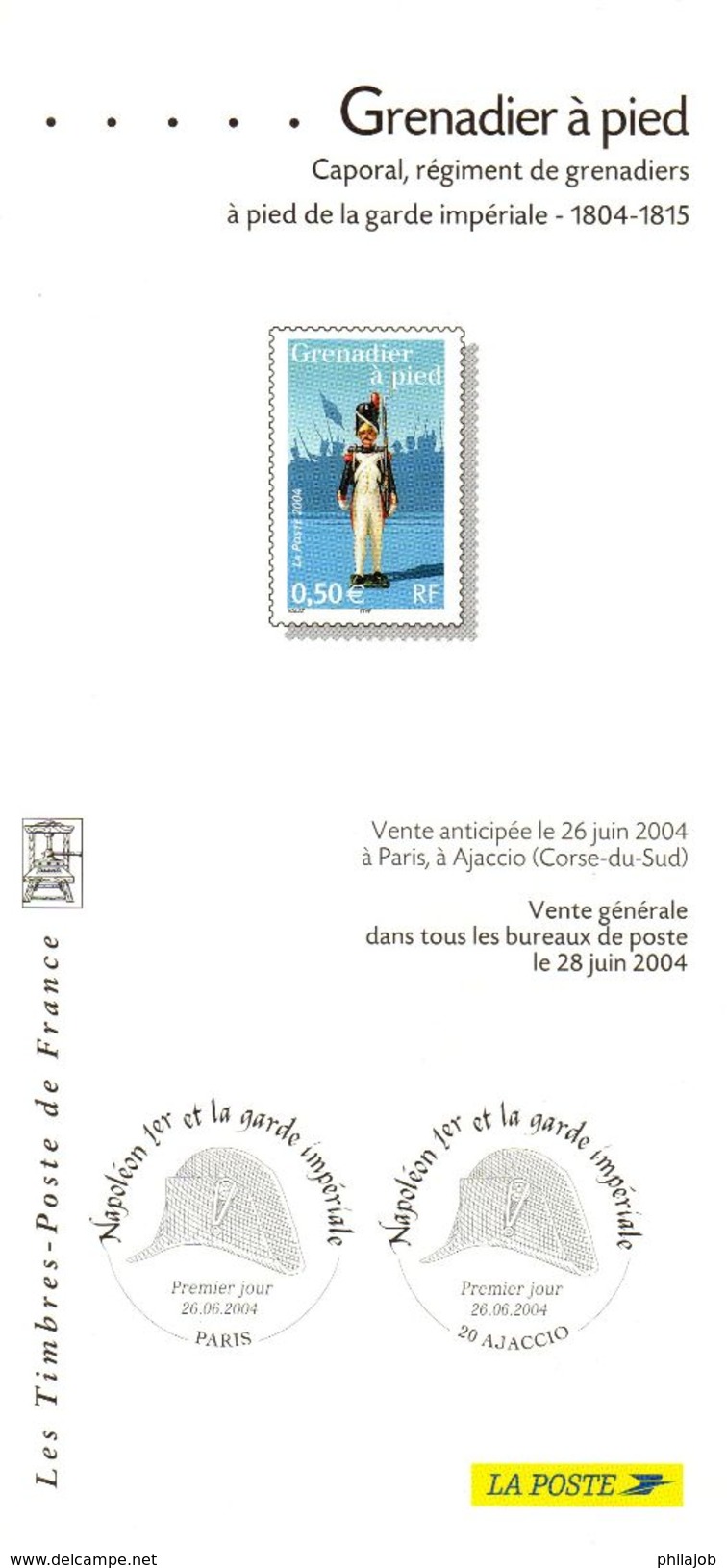 FRANCE 2004 : 6 Fascicules Publicitaires Avec Photo Du Timbre + Cachet 1er Jour " NAPOLEON ET LA GARDE IMPERIALE " - Napoléon