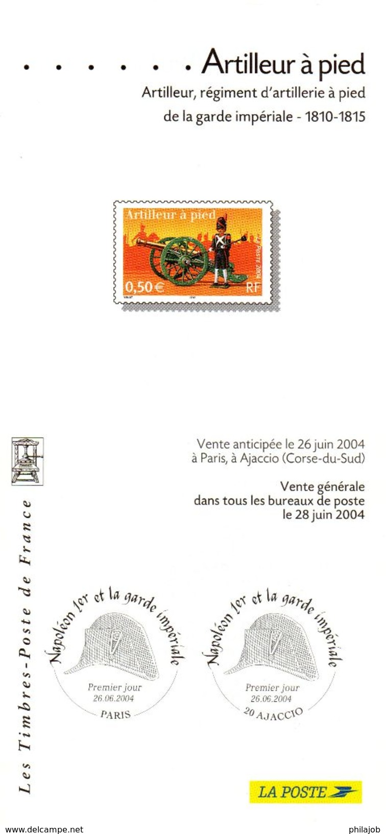 FRANCE 2004 : 6 Fascicules Publicitaires Avec Photo Du Timbre + Cachet 1er Jour " NAPOLEON ET LA GARDE IMPERIALE " - Napoléon