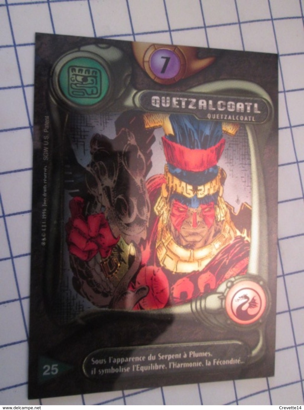 Carte Du Jeu DEUS N° 25 QUETZALCOATL (Civilisation AZTEQUE ? ) , En Très Bon état , Voir Photos - Other & Unclassified