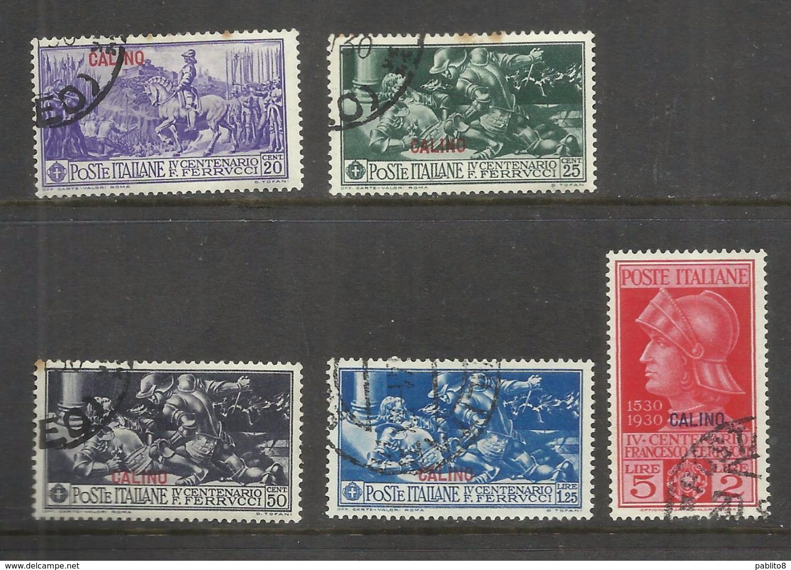 COLONIE ITALIANE EGEO 1930 CALINO FERRUCCI SERIE COMPLETA COMPLETE SET USATA USED OBLITERE' - Aegean (Calino)