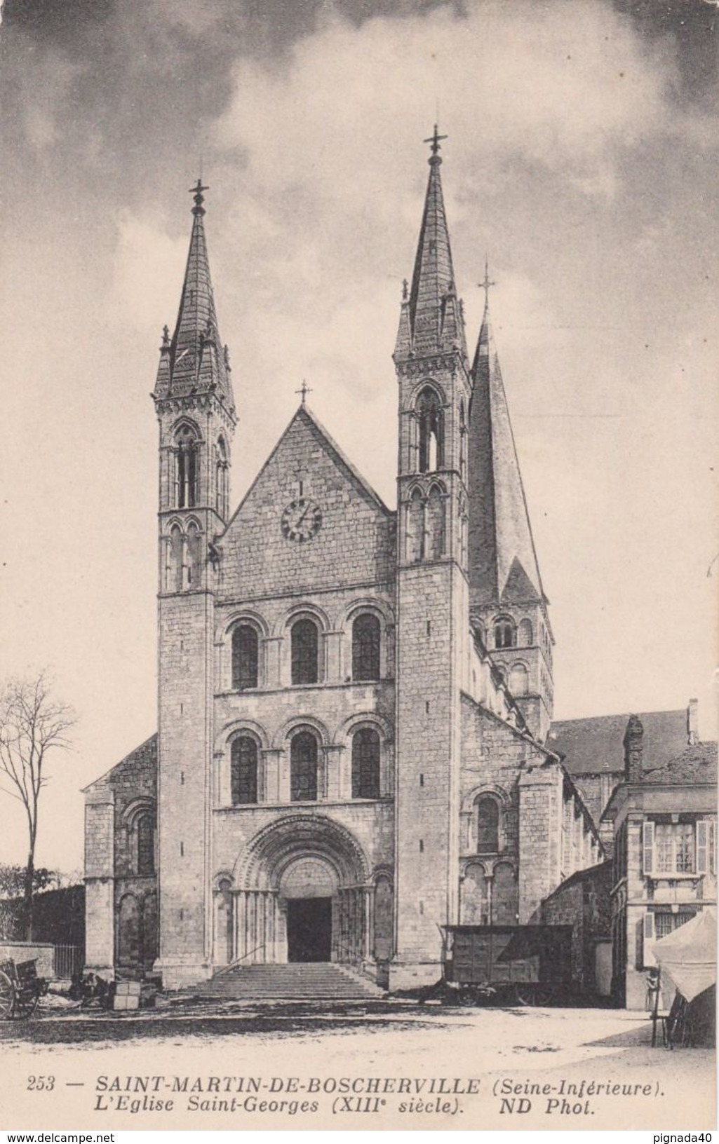 Cp , 76 , SAINT-MARTIN-de-BOSCHERVILLE , L'Église Saint-Georges (XIIIe S.) - Saint-Martin-de-Boscherville