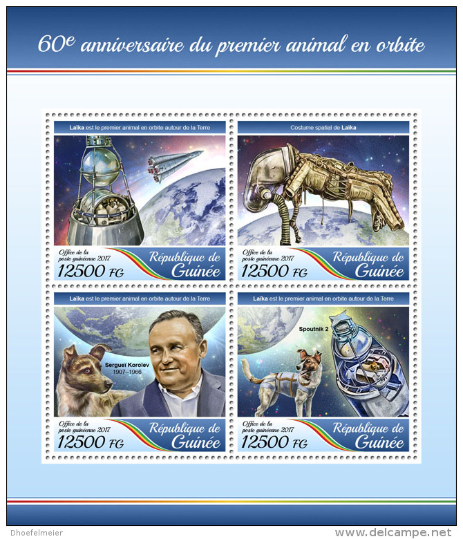 GUINEA REP. 2017 ** Dog Laika In Orbit Hund Im Weltraum Animal En Orbite M/S - IMPERFORATED - DH1735 - Africa