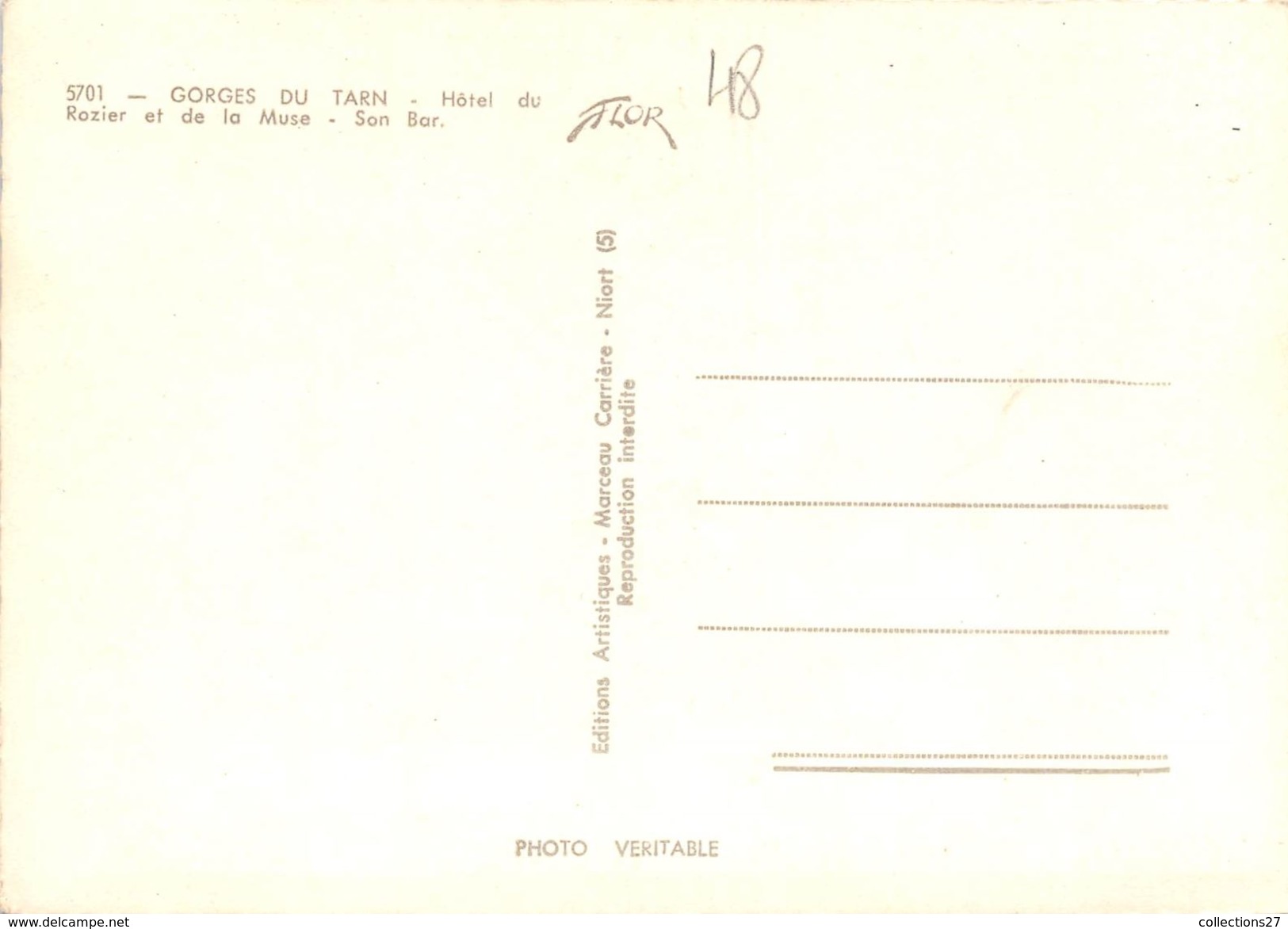 48-GORGES DU TARN- HÔTEL DU ROZIER ET DE LA MUSE, SON BAR - Autres & Non Classés