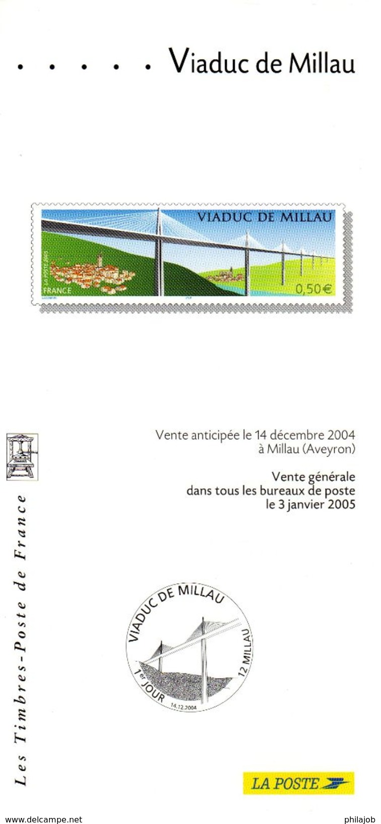 FRANCE 2005 : Fascicule Publicitaire Avec Photo Du Timbre + Cachet 1er Jour " VIADUC DE MILLAU " - Ponti