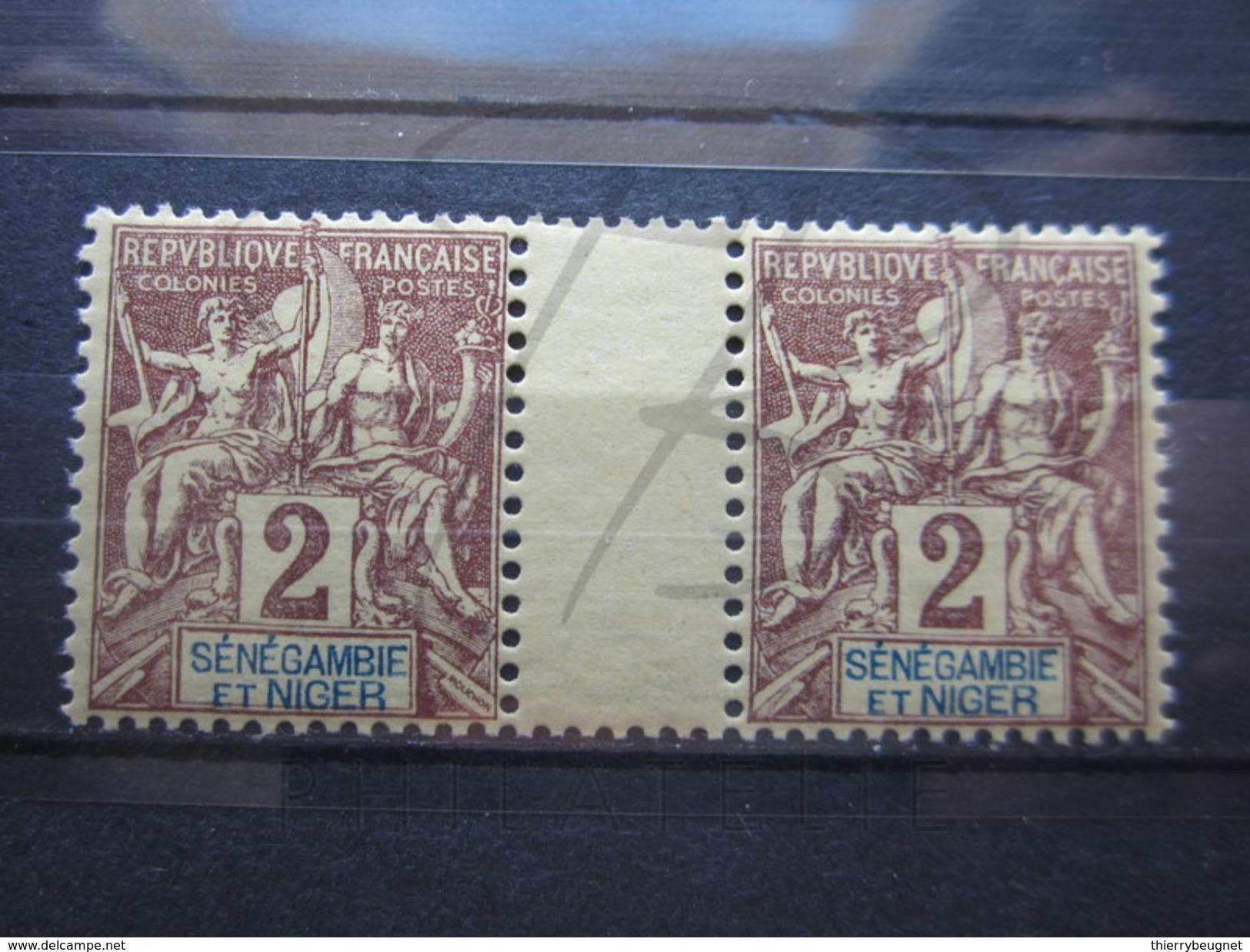 VEND BEAUX TIMBRES DE SENEGAMBIE ET NIGER N° 2 EN PAIRE AVEC INTERPANNEAU , XX !!! - Unused Stamps