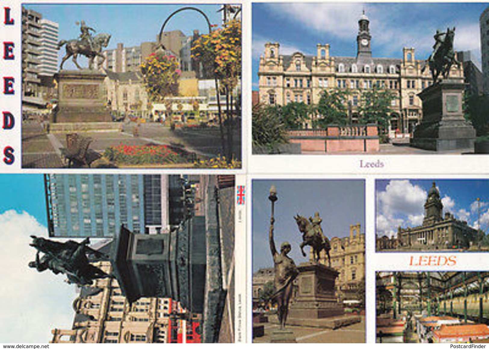 Leeds Black Prince Statue By Norwich Union & Kirkgate Market Buses 4x Postcard S - Other & Unclassified