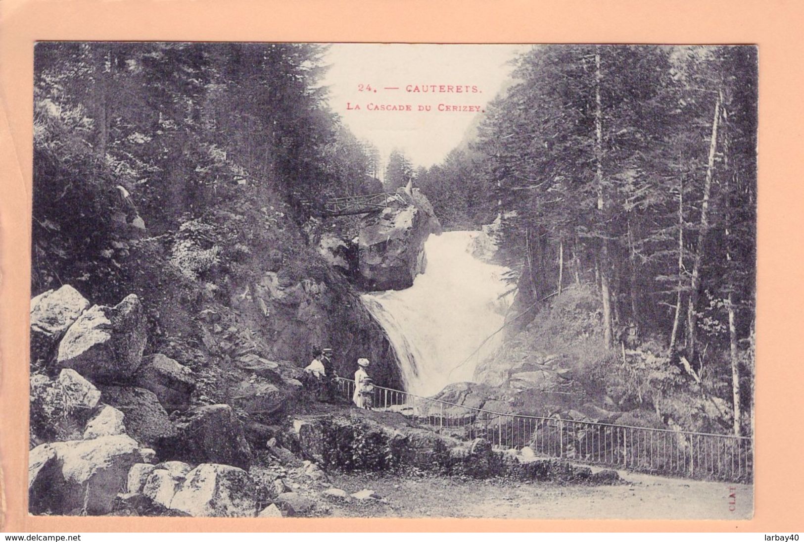 Cpa Cartes Postales Ancienne - Cauterets Cascade Du Cerisey 24 - Cauterets