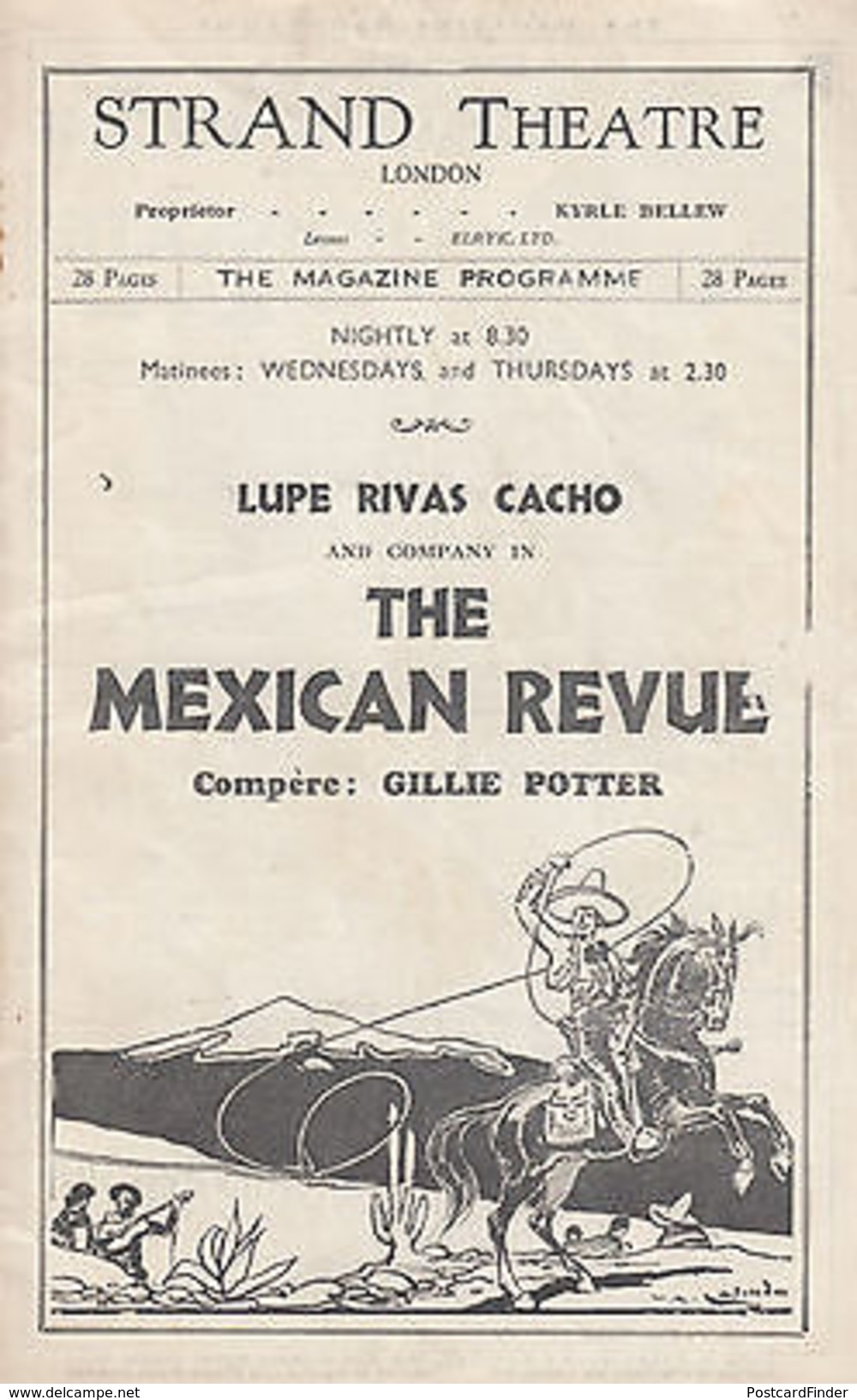 Kyrle Bellew Lupe Rivas Cacho The Mexican Revue Strand Theatre Antique Programme - Other & Unclassified