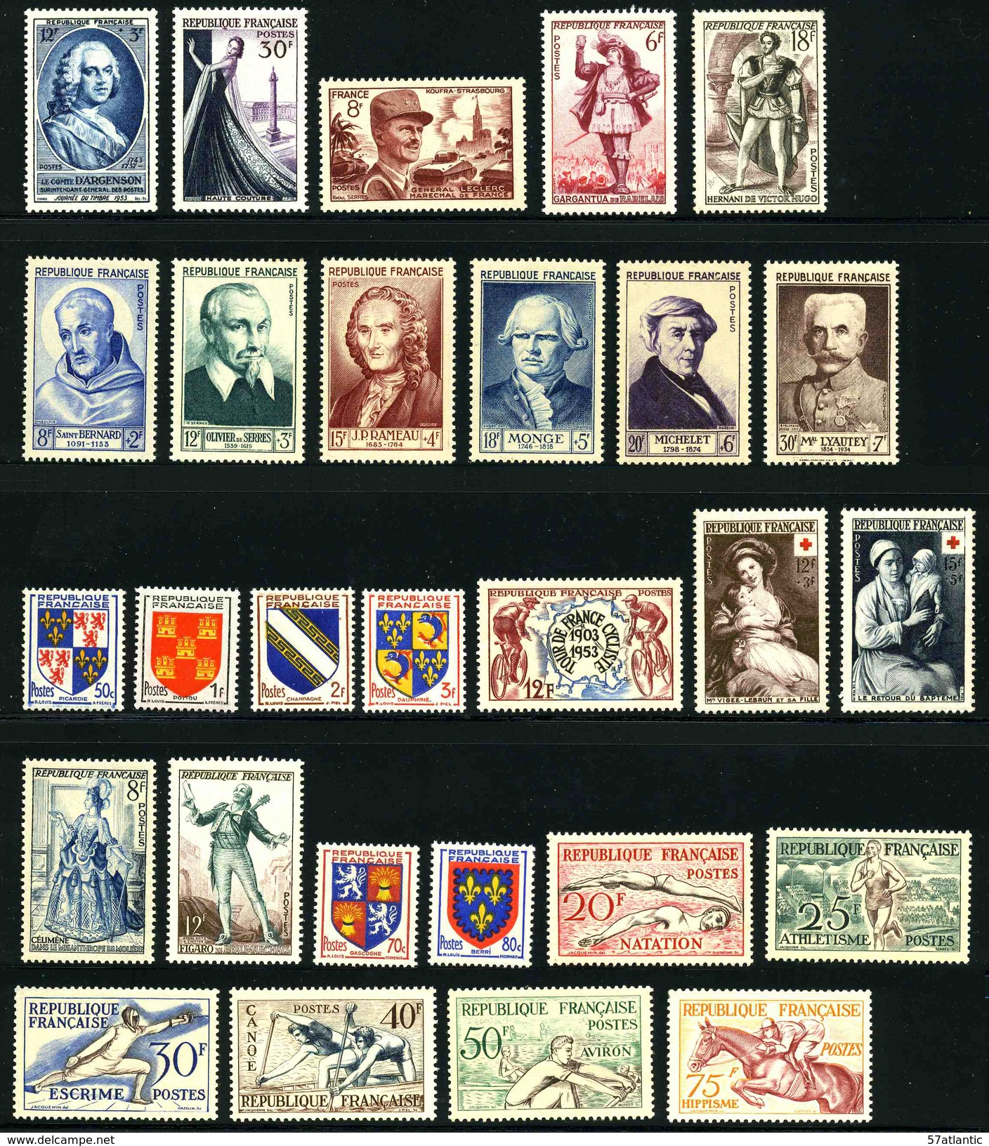FRANCE - ANNEE COMPLETE 1953 - YT 940 à 967 ** - 28 TIMBRES NEUFS ** - 1950-1959