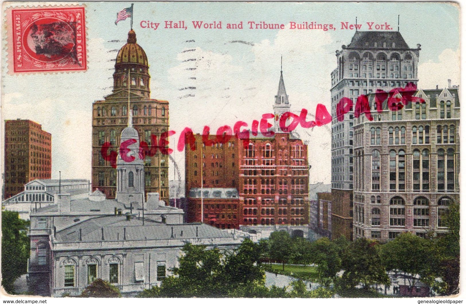 ETATS UNIS - NEW YORK - CITY HALL  WORLD AND TRIBUNE BUILDINGS - Autres Monuments, édifices