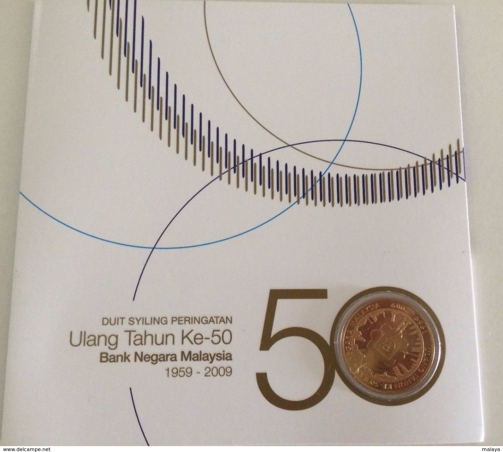 MALAYSIA 2009  1 Ringgit 50th Bank Negara Central Bank Commemorative Nordic Gold BU 1 Ringgit Coin - Malaysia