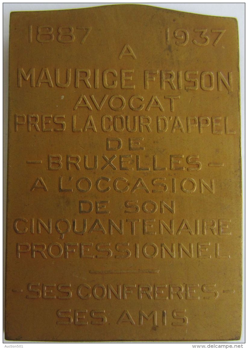 M05257  M FRISON - AVOCAT COUR D'APPEL BRUXELLES  1887-1937 - Son Buste (112g) - Professionnels / De Société