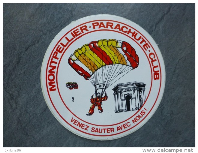 AVIATION Autocollant Montpellier Parachute-Club, Venez Sauter Avec Nous ; Ref  717 VP 35 - Stickers