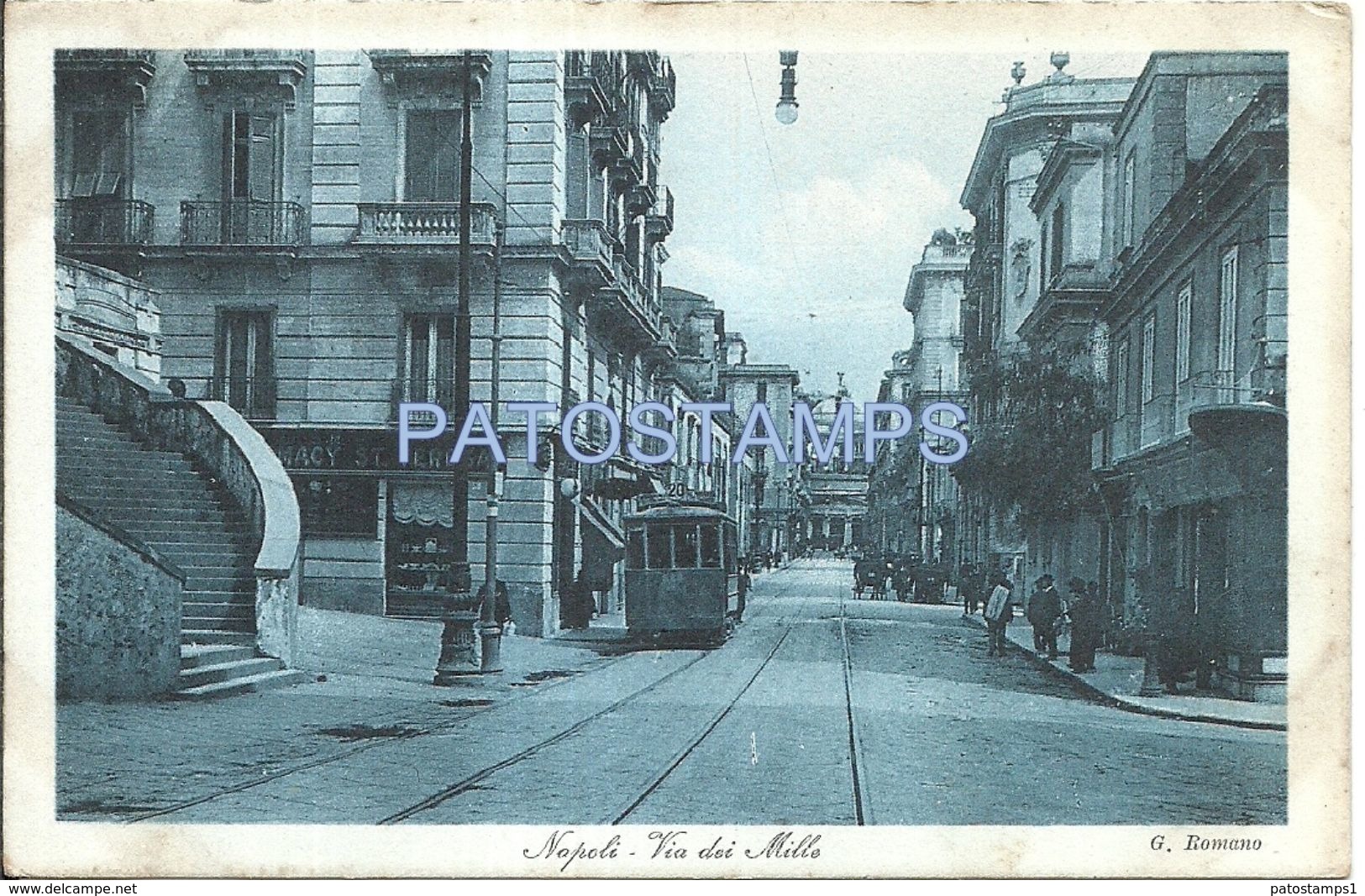 77495 ITALY NAPOLI CAMPANIA STREET OF THE MONEY AND TRAMWAY POSTAL POSTCARD - Altri & Non Classificati