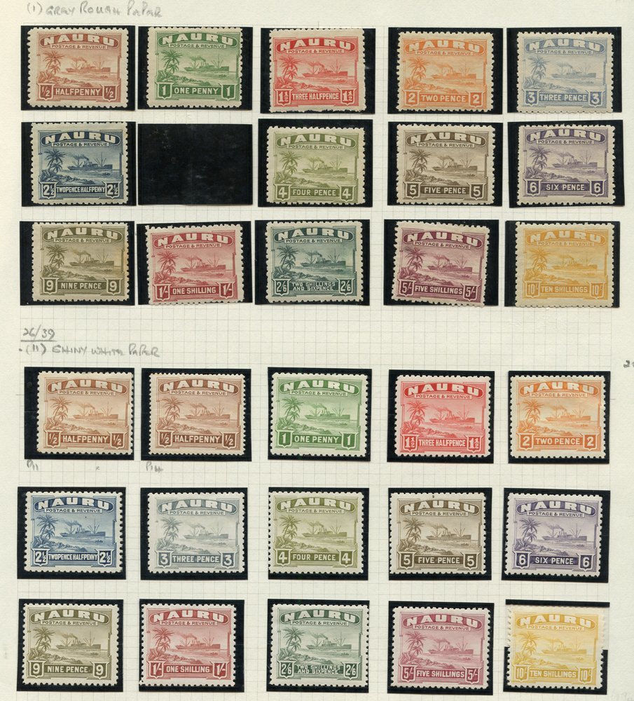 NAURU, NIUE, ROSS, TOKELAU M & U Collection On Leaves Incl. Nauru (214) 1924-48 Defin Greyish Paper Set M - 9d Has Tones - Autres & Non Classés