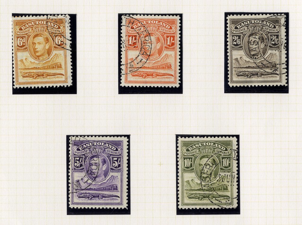 BRITISH AFRICA KGVI Collection On Leaves From Basutoland 1937 Coronation UM & FU Sets, 1938 Defin Set VFU, 1945 Victory - Other & Unclassified