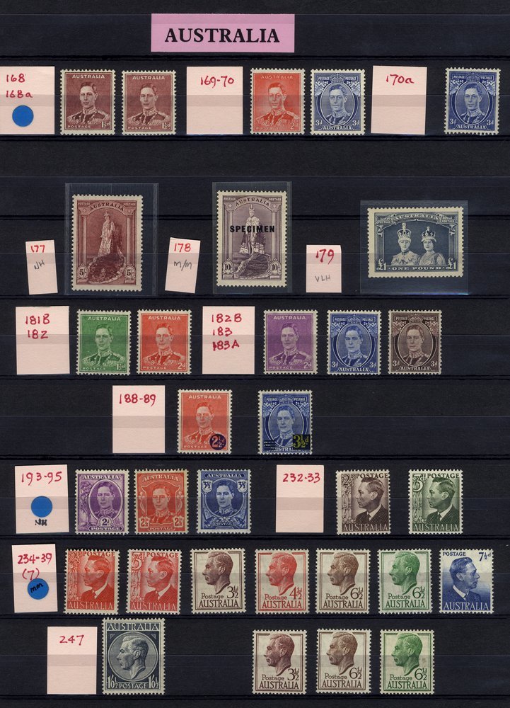 AUSTRALIA 1937-49 Range Of Vals To 5s & £1 Plus 10s SPECIMEN, BAHAMAS 1938 Set, 1942 Landfall Set + Some Shade Variation - Other & Unclassified